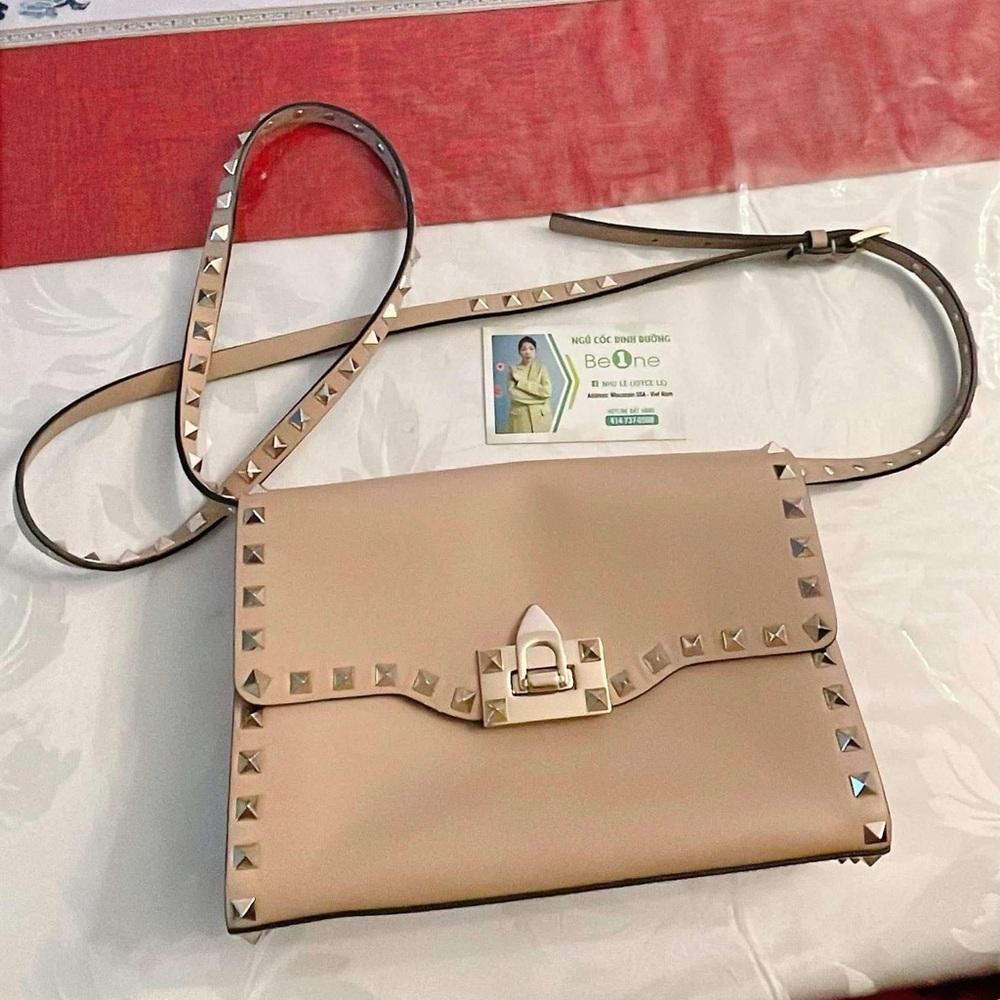 Valentino Nude Studded Crossbody Bag